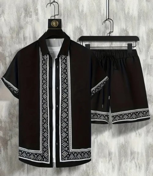 Men&#039;s 2pcs shirt and short shorts, non-stretch fabric for summer 