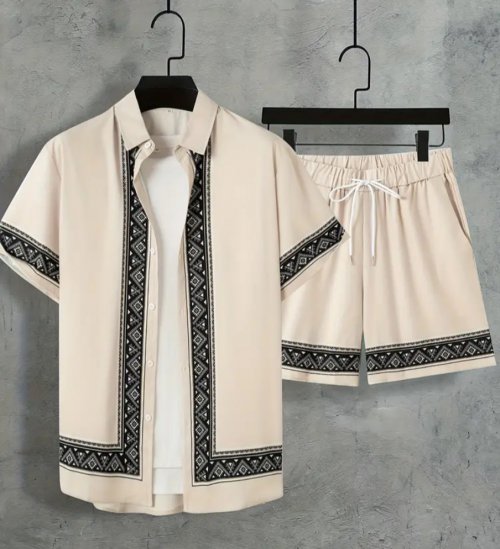 Men&#039;s 2pcs shirt and short shorts, non-stretch fabric for summer 